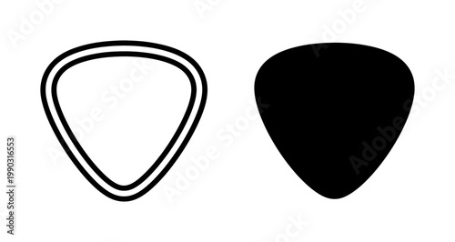 Black and White Guitar Pick Vector Icons