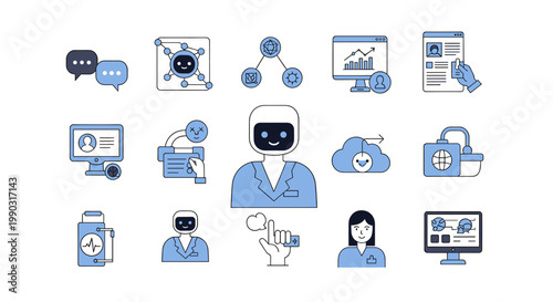 A clean, modern icon set representing medical tools, conveying professionalism and health focus. Perfect for websites, apps, or marketing materials re