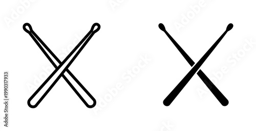 Crossed Drumsticks Vector Icon Set
