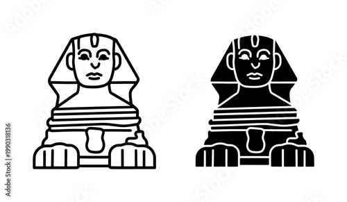 Great Sphinx of Giza Egyptian Statue Line Art Icon