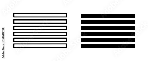 Minimalist Horizontal Stripe Icon Set in Black and White