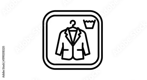 Dry Cleaning or Laundry Care Symbol with Jacket on Hanger Icon, Isolated White Background