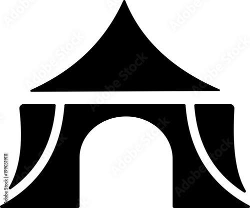 Event tent canopy pavilion icon in black red flat and line style vector illustration, camping shelter marquee gazebo awning symbol pack minimal outline design