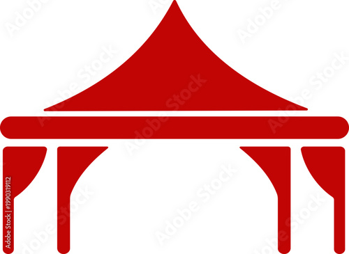Event tent canopy pavilion icon in black red flat and line style vector illustration, camping shelter marquee gazebo awning symbol pack minimal outline design