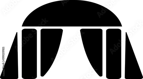 Event tent canopy pavilion icon in black red flat and line style vector illustration, camping shelter marquee gazebo awning symbol pack minimal outline design