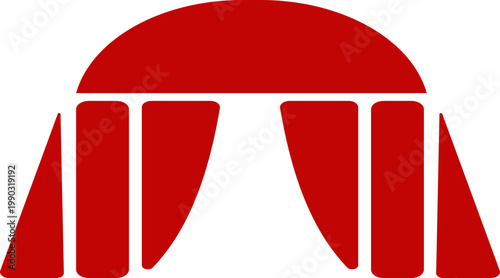 Event tent canopy pavilion icon in black red flat and line style vector illustration, camping shelter marquee gazebo awning symbol pack minimal outline design