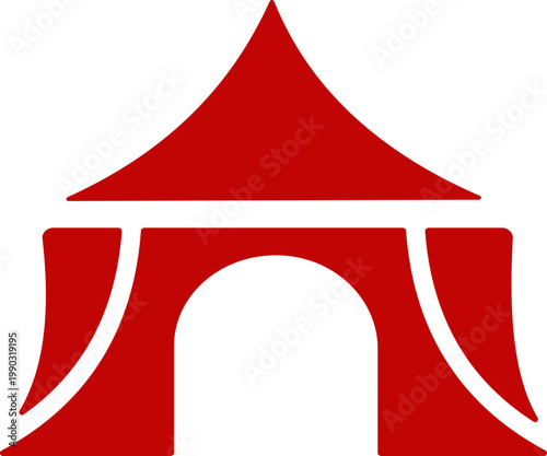 Event tent canopy pavilion icon in black red flat and line style vector illustration, camping shelter marquee gazebo awning symbol pack minimal outline design