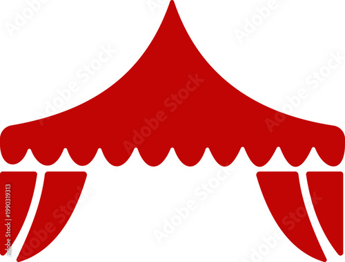 Event tent canopy pavilion icon in black red flat and line style vector illustration, camping shelter marquee gazebo awning symbol pack minimal outline design