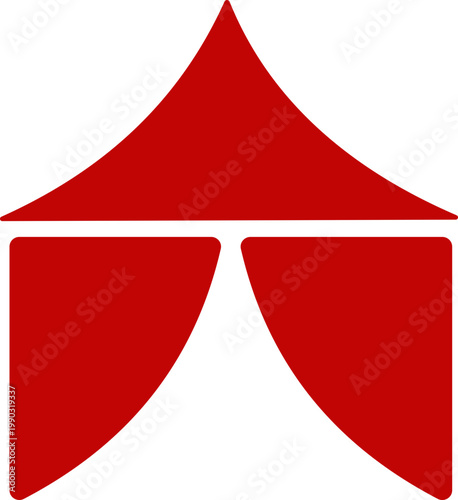 Event tent canopy pavilion icon in black red flat and line style vector illustration, camping shelter marquee gazebo awning symbol pack minimal outline design