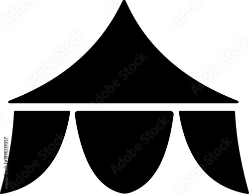 Event tent canopy pavilion icon in black red flat and line style vector illustration, camping shelter marquee gazebo awning symbol pack minimal outline design