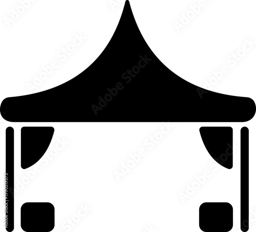 Event tent canopy pavilion icon in black red flat and line style vector illustration, camping shelter marquee gazebo awning symbol pack minimal outline design