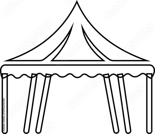 Event tent canopy pavilion icon in black red flat and line style vector illustration, camping shelter marquee gazebo awning symbol pack minimal outline design