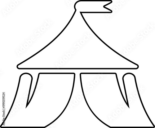 Event tent canopy pavilion icon in black red flat and line style vector illustration, camping shelter marquee gazebo awning symbol pack minimal outline design