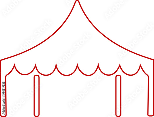 Event tent canopy pavilion icon in black red flat and line style vector illustration, camping shelter marquee gazebo awning symbol pack minimal outline design