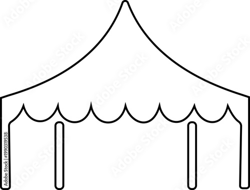 Event tent canopy pavilion icon in black red flat and line style vector illustration, camping shelter marquee gazebo awning symbol pack minimal outline design