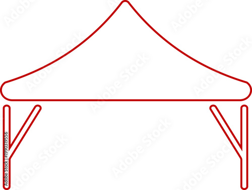 Event tent canopy pavilion icon in black red flat and line style vector illustration, camping shelter marquee gazebo awning symbol pack minimal outline design