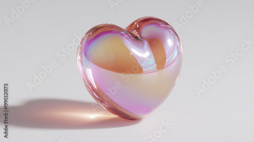 Glass heart sculpture on light background