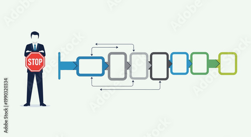 Businessman Holding Stop Sign.