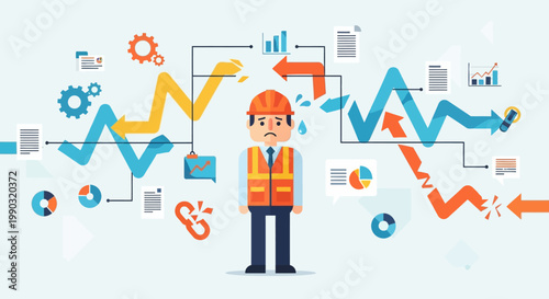 Businessman in Hard Hat Standing.