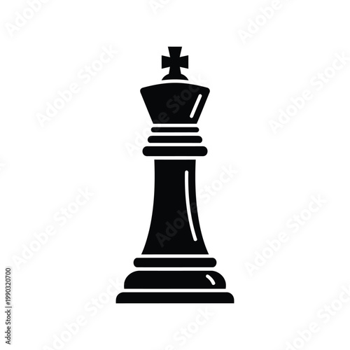 Chess King Vector Icon Black Silhouette Isolated Simple Strategy Game Symbol