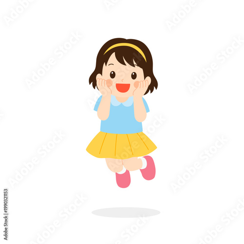 元気にジャンプする笑顔の女の子_2