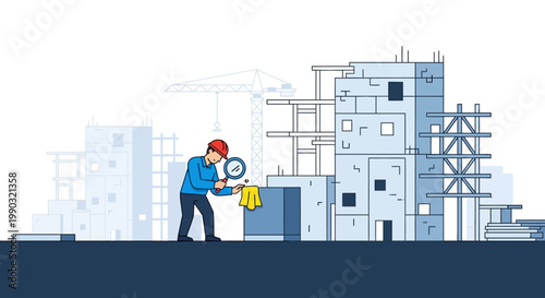 Man in hardhat with blueprint.