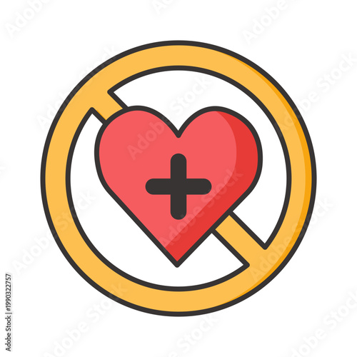 Forbidden medical or healthcare symbol on white background.