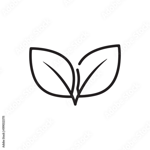 Two leaves icon outline vector flat illustration design