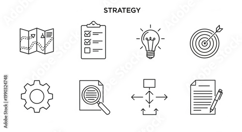 Business strategy icons for planning and success.