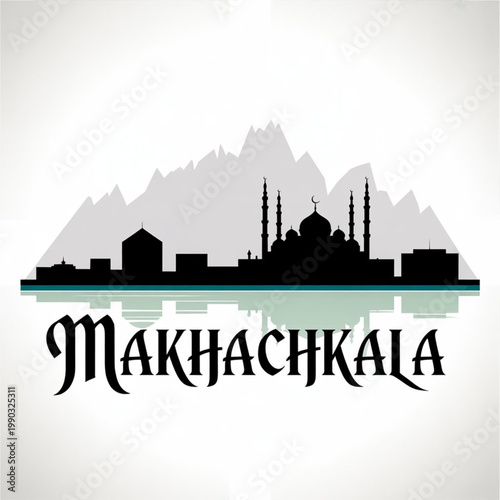 Makhachkala Russia Skyline Vector – Caspian Sea & Caucasus Silhouette