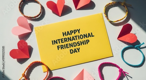 International friendship day celebration with hearts and accessories
