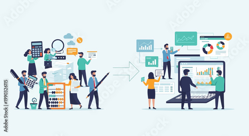 Business people analyzing data.