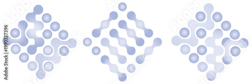 Diagonal metaball connected circles shape. Abstract nerve cell dots or computer nano net . Pattern of black metaballs isolated on white background. vector illustration. vector eps 10