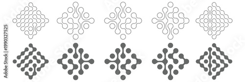 Diagonal metaball connected circles shape. Abstract nerve cell dots or computer nano net . Pattern of black metaballs isolated on white background. vector illustration. vector eps 10