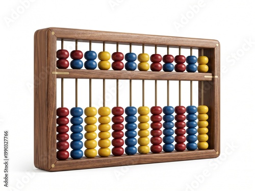 Wooden abacus isolated on pure white background counting tool