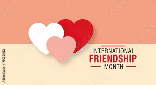 International friendship month celebration with hearts and warm tones