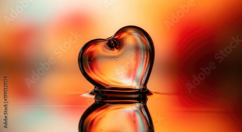 Heart shaped glass bottle with blurred background warm tones