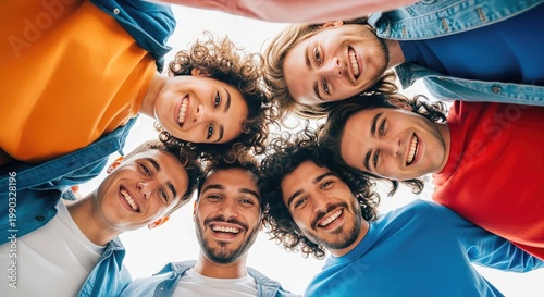Diverse group of friends in a joyful circle celebrating together