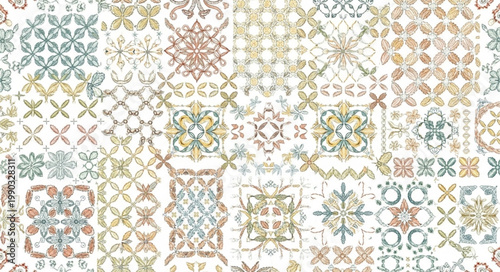 Vintage Mosaic Tile Pattern Background.
