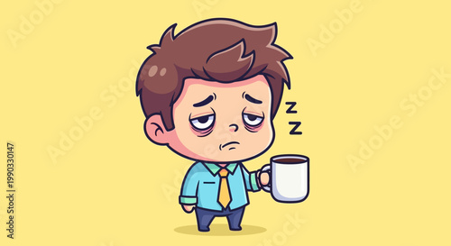 Tired Businessman with Coffee.