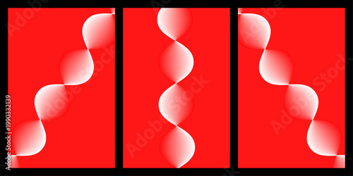 Red and White Wave Pattern Background - This striking visual features three vertical red panels with white wave-like