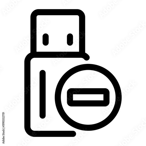 Minimalist Black Line Flash disk Prohibition Icon