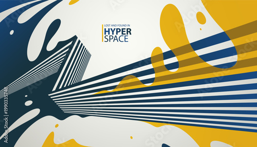 Fluid splash in motion over 3D lines in perspective space vector abstract background, energy blast explosion in chaos, surreal explosion art wallpaper.