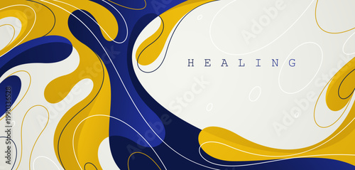 Lava shapes flow abstract background, vector wallpaper with liquid shapes flowing in dynamic motion, wavy water curves abstraction.