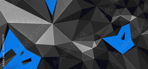Polygonal dynamic chaos shapes vector abstract background, low poly 3D dimensional wallpaper with broken form in motion and energy.