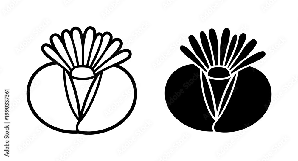 Obraz premium Lithops Living Stone Succulent Flower Outline Silhouette Icon