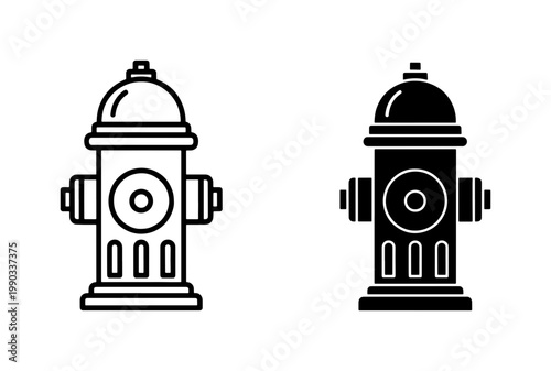 Fire Hydrant Line and Glyph Icon Set