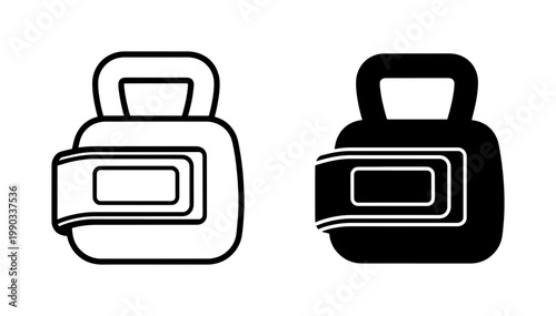 Kettlebell Fitness Icon Set with Linear and Solid Styles