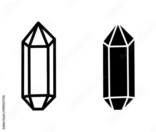 Minimalist Crystal Quartz Icon Set in Black and White