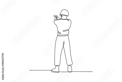 Simple continuous line draw of outdoor shooting sport. Sport activity minimalist concept, outdoor activity.
